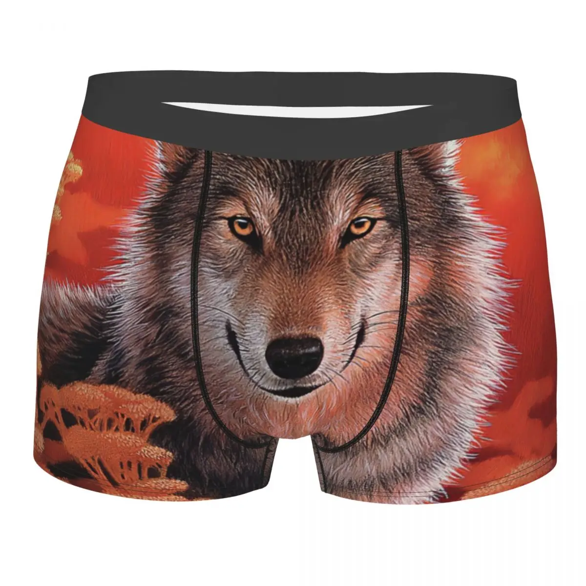 Wolf Underpants Breathbale Panties Male Underwear Print Shorts Boxer Briefs