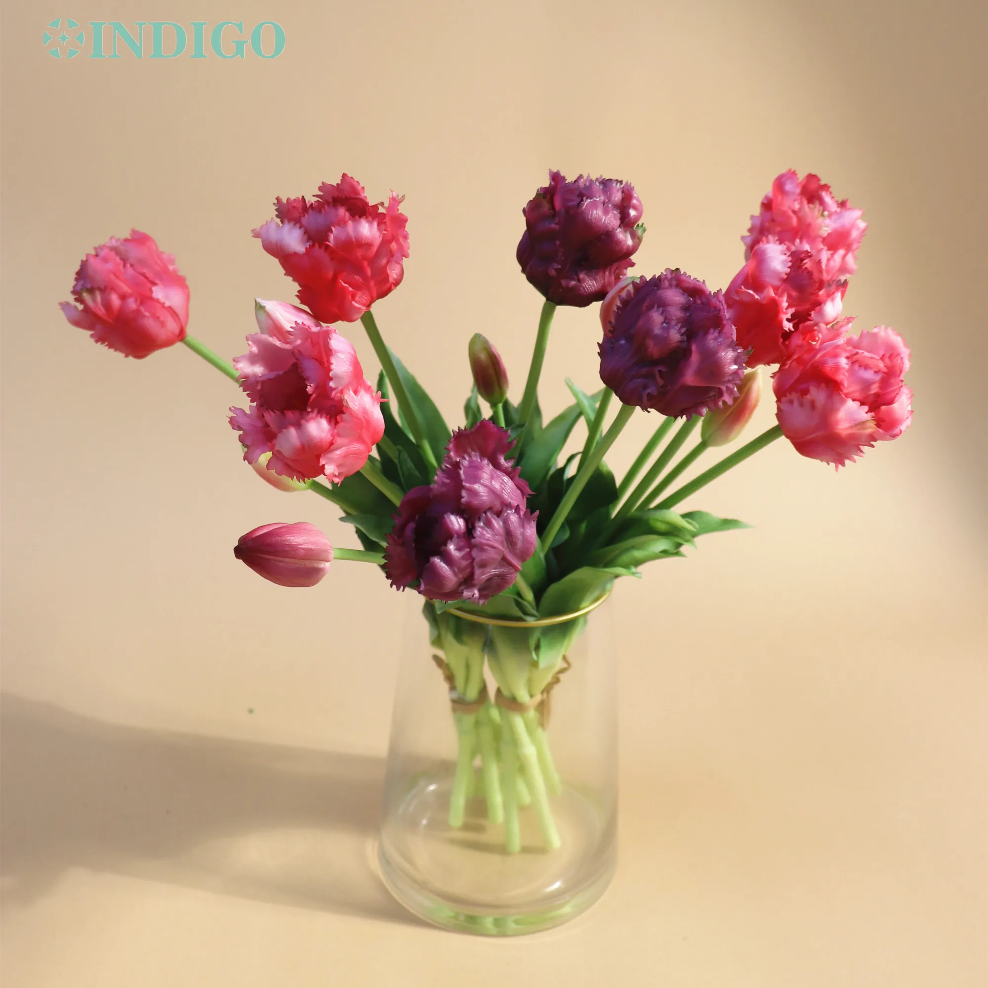 INDIGOArtificialSiliconeFlowerBouquetMultiplePetalsParrotTulipRealTouchChristmas5PCS