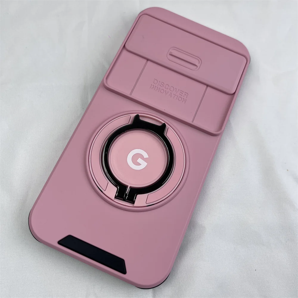 Hybrid Dual Layer Armor Case with Metal Ring Stand and Slide Camera Lens Protection