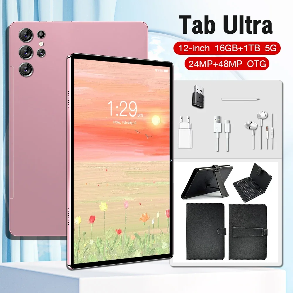 2024 오리지널 태블릿 미 패드 탭 울트라 스냅드래곤 8 세대, 12 인치 8800mAh 배터리, 16GB + 1TB 태블릿 PC, 안드로이드 13 잠금 해제