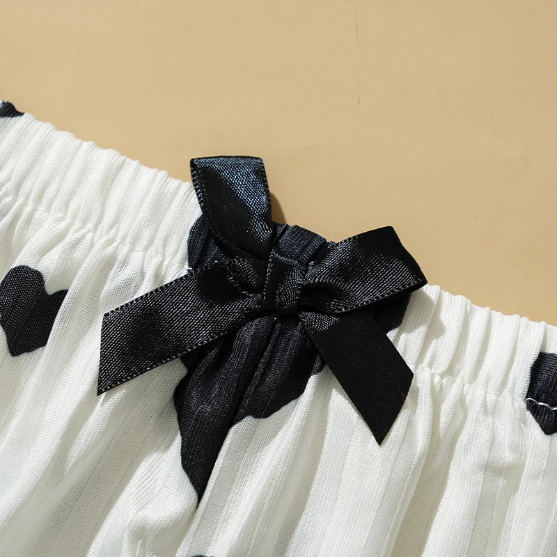 Women's Heart Print Pajama Set Sweet Sexy Suspender Top Shorts Casual Home Sleepwear Set Comfortable Cotton Loungewear