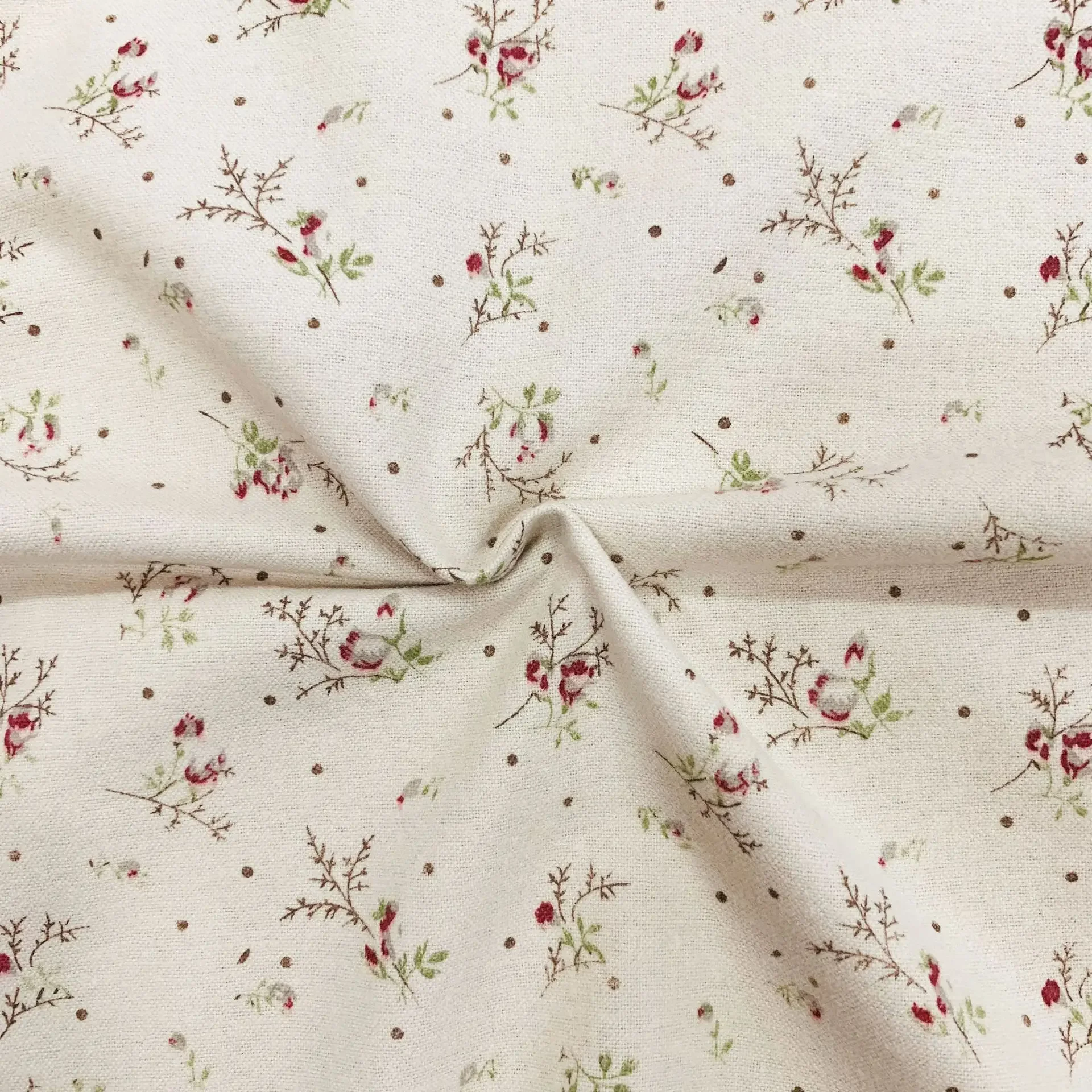 Pure Cotton Flocking Floral Print Fabric Women's Dress Children's Clothing Soft Hand Feeling Easy to Sew for Spring Autumn