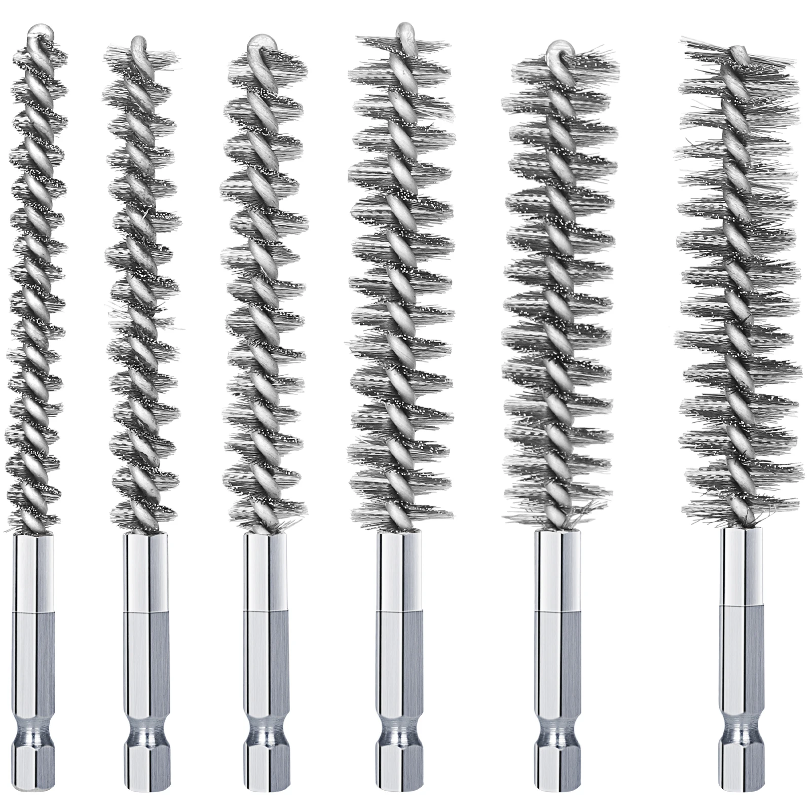 9–19 mm Rohrleitungsbürste aus Edelstahldraht, Bohrbohrungsreinigungsbürste, 1/4 Zoll Sechskantgriff für elektrisches Bohrmaschinen-Schlagwerkzeug – Detail 12