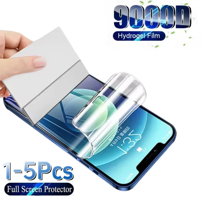 1-5 قطعة غطاء كامل هيدروجيل فيلم آيفون 13 12 11 14 15 16 برو ماكس حامي الشاشة آيفون 16 برو XR XS ماكس 15 زائد