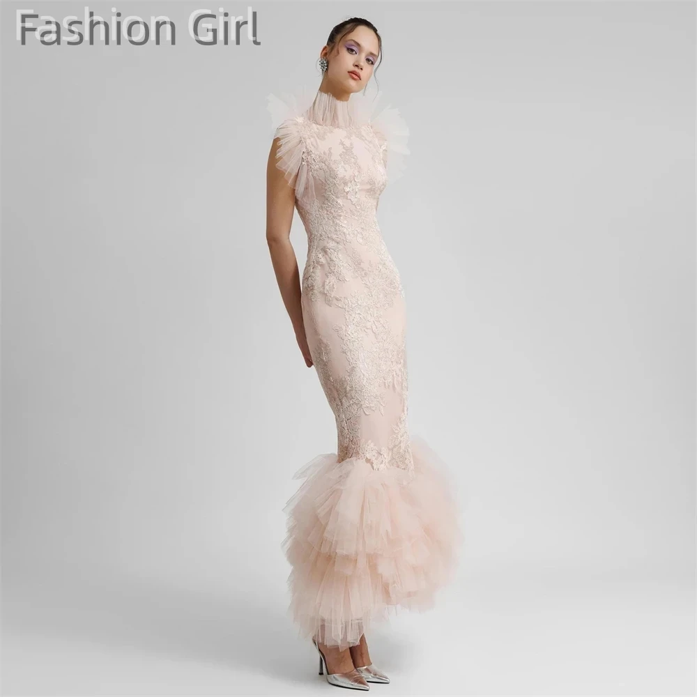 

Prom Dresses Retro Elegant Jewel Mermaid Tulle Applique Ruched Floor Length Formal Occasion Gown vestido invitada boda 2023