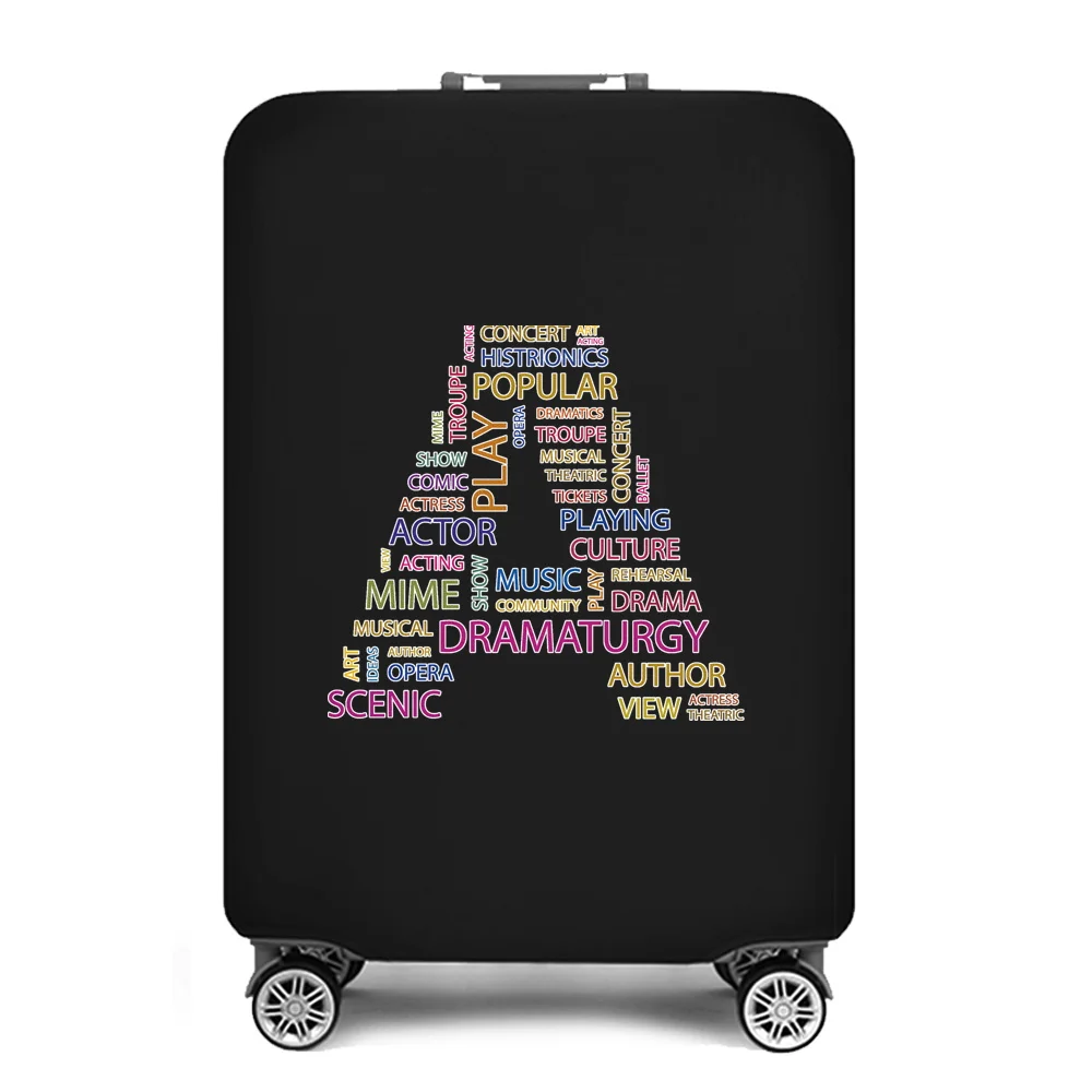 Luggage Protective Cover 18-28inch Trolley Baggage Travel Bag Dust Covers Elastic Protection Suitcase Case Text Letter Printed 6