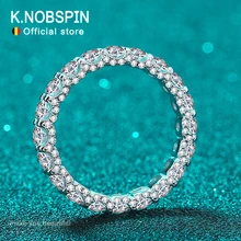 Knobspin 여성용 D 컬러 모이사나이트 반지, GRA 925 스털링 실버 도금, 18k 화이트 골드 웨딩 밴드, 2.5ct