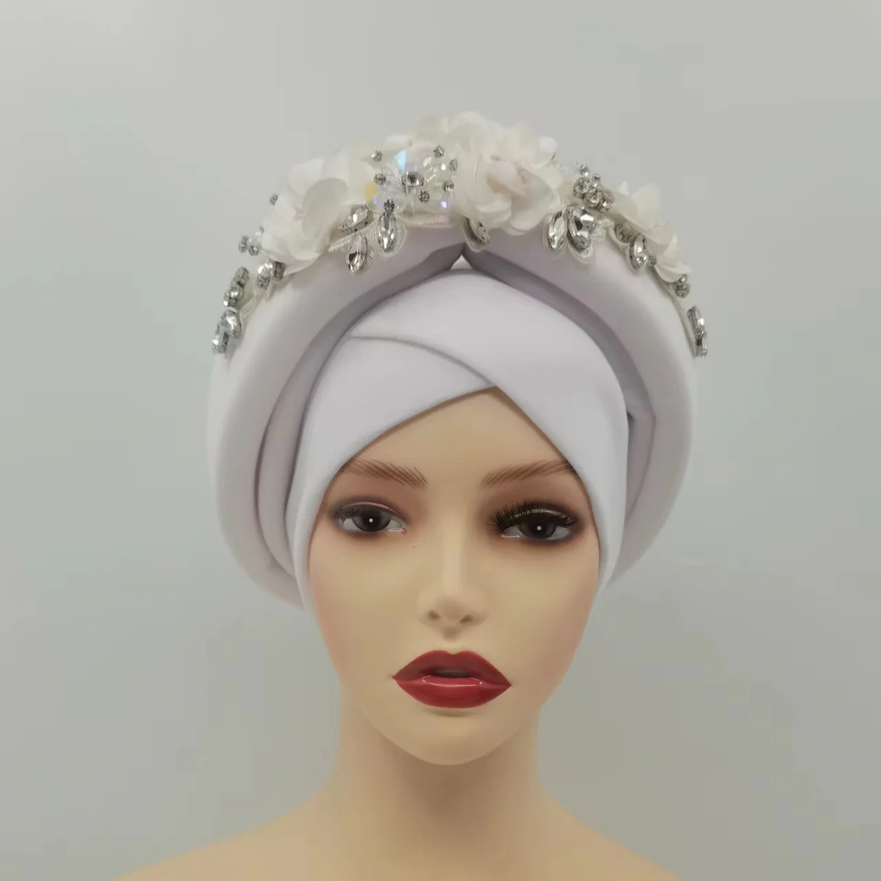 Women's Turban Cap with Stones Beaded Nigeria Gele Ready African