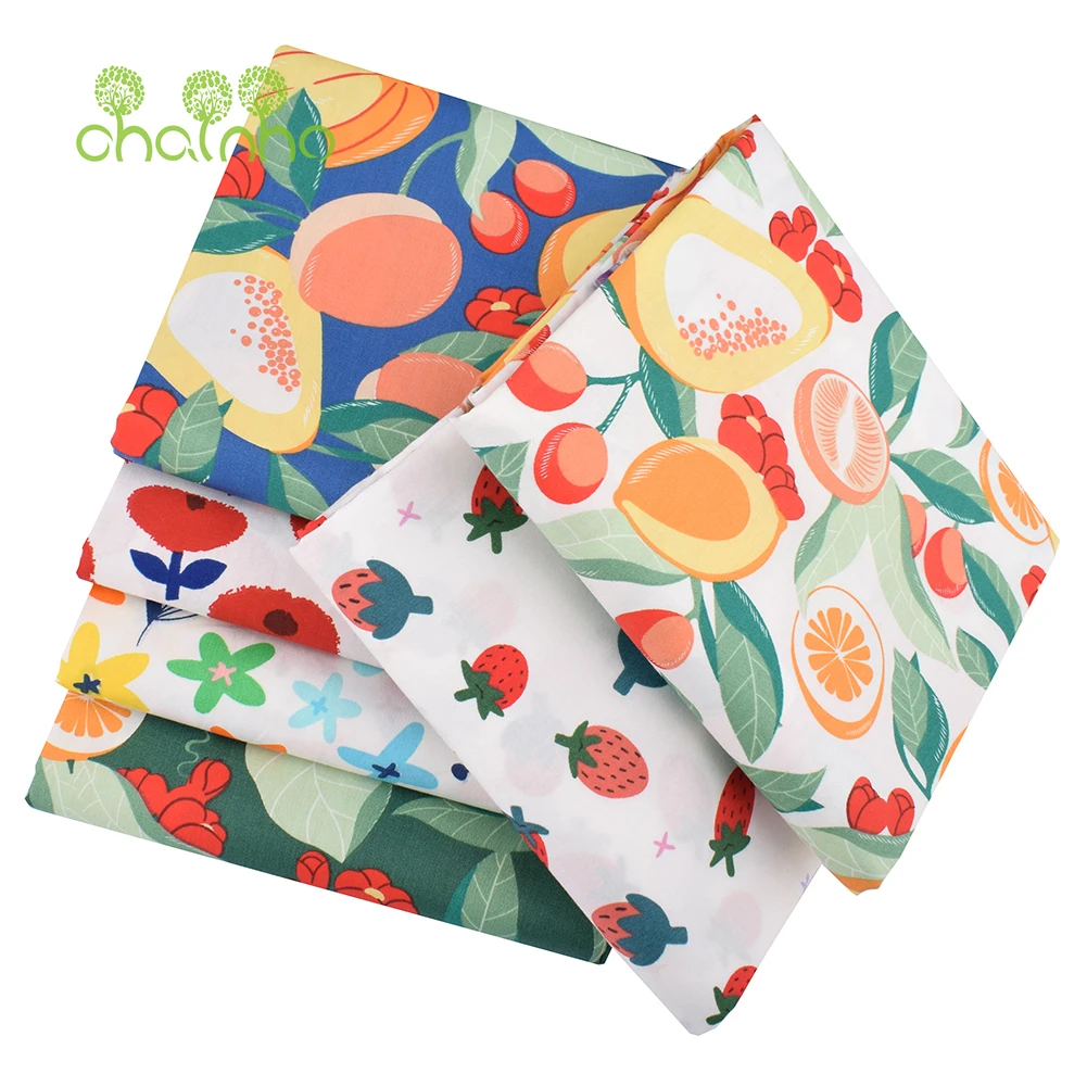 Chainho,Printed Twill Weave Cotton Fabric,DIY Sewing Quilting Material,Patchwork Cloth,6 Designs Series,2 Sizes,15C375