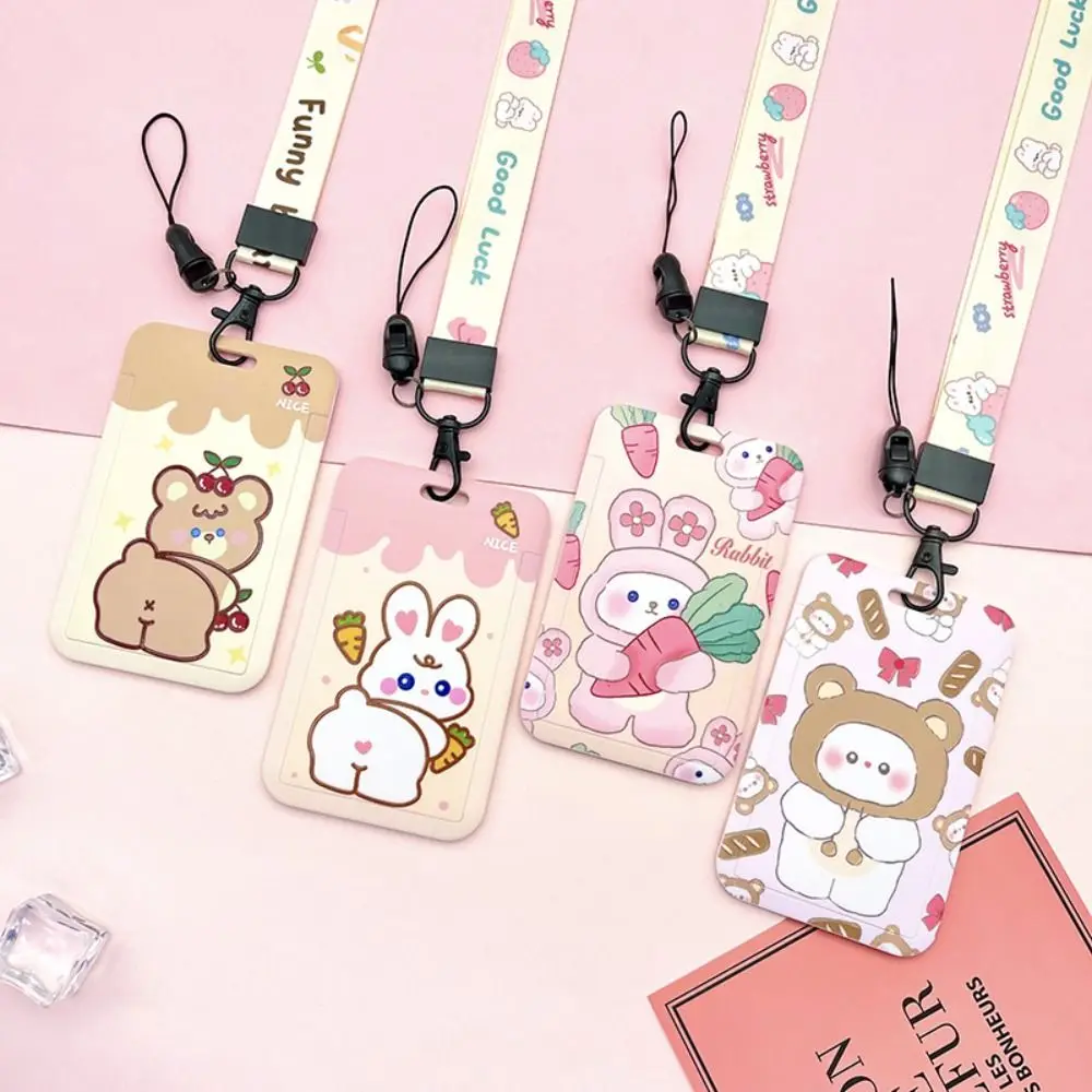 

Chains Card Holder With Lanyard Bus Card Holders Card Access Control Cartoon Card Case Card Storage Cover Rabbit Card Holders