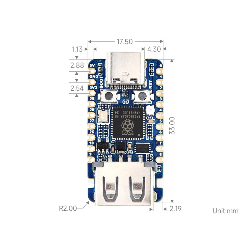 라즈베리 파이 피코 2 RP2350 USB A 미니 개발 보드 RP2350A 칩 듀얼 코어