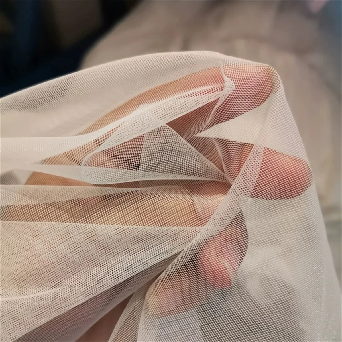 High Quality Soft Mesh Sheer Tulle Fabric Swiss Tulle for Bridal Veil Illusion Wedding Dress White Ivory Beige Black 150cm images - 6