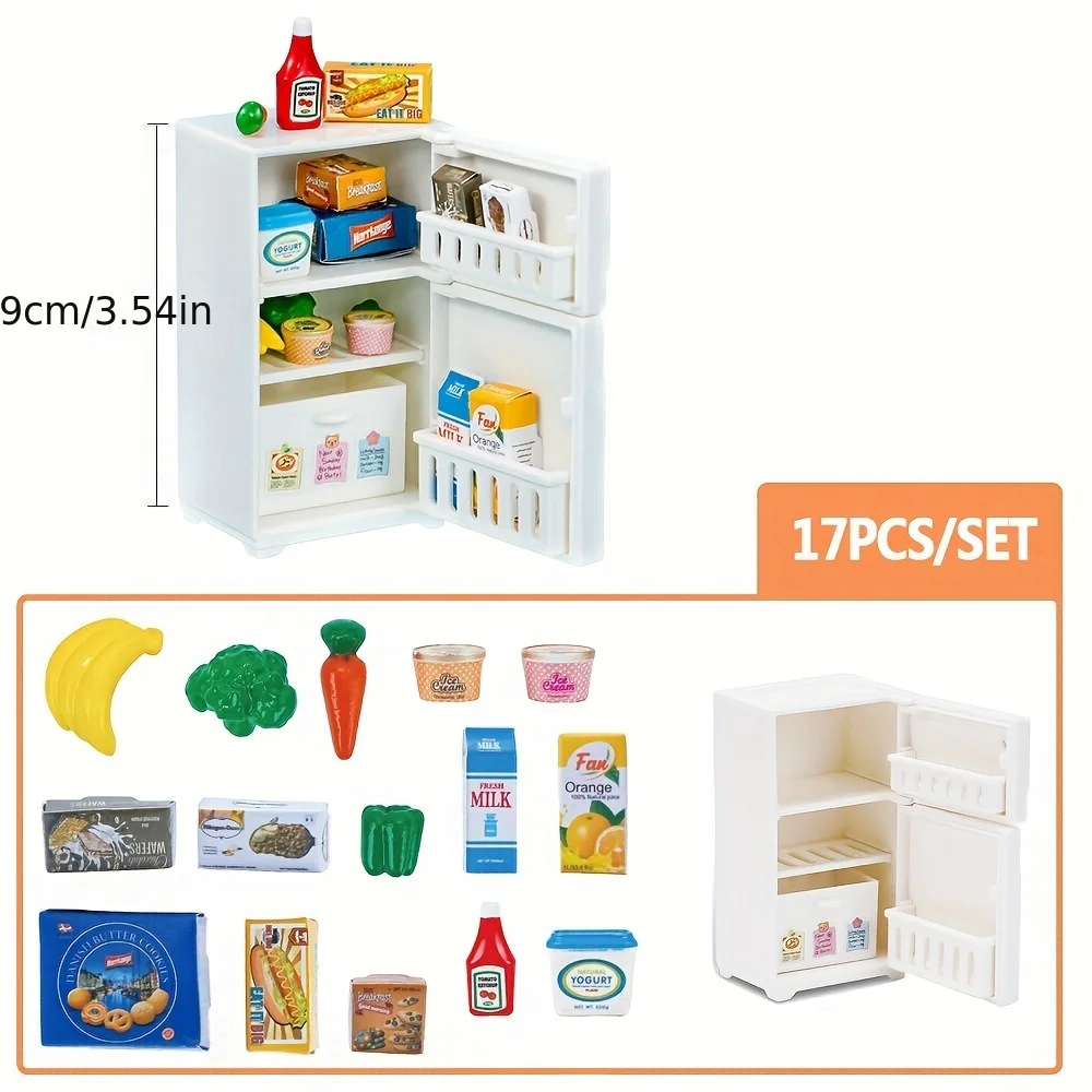 1Pcs Dollhouse Miniature White Refrigerator Mini Refrigerator Fridge Model Kitchen Furniture Accessories Pretend Play Food Gift