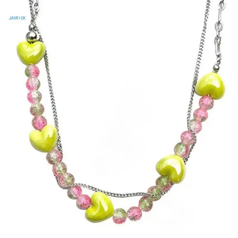 

Korea Retro Round Beads Short Double-Layer Necklace Summer Necklace Jewelry