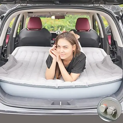 

SUV Air Mattress with Built-in - Thickened and Flocked Car Bed Mattress for Travel and Camping - 660lb Weight Capacity - Grey