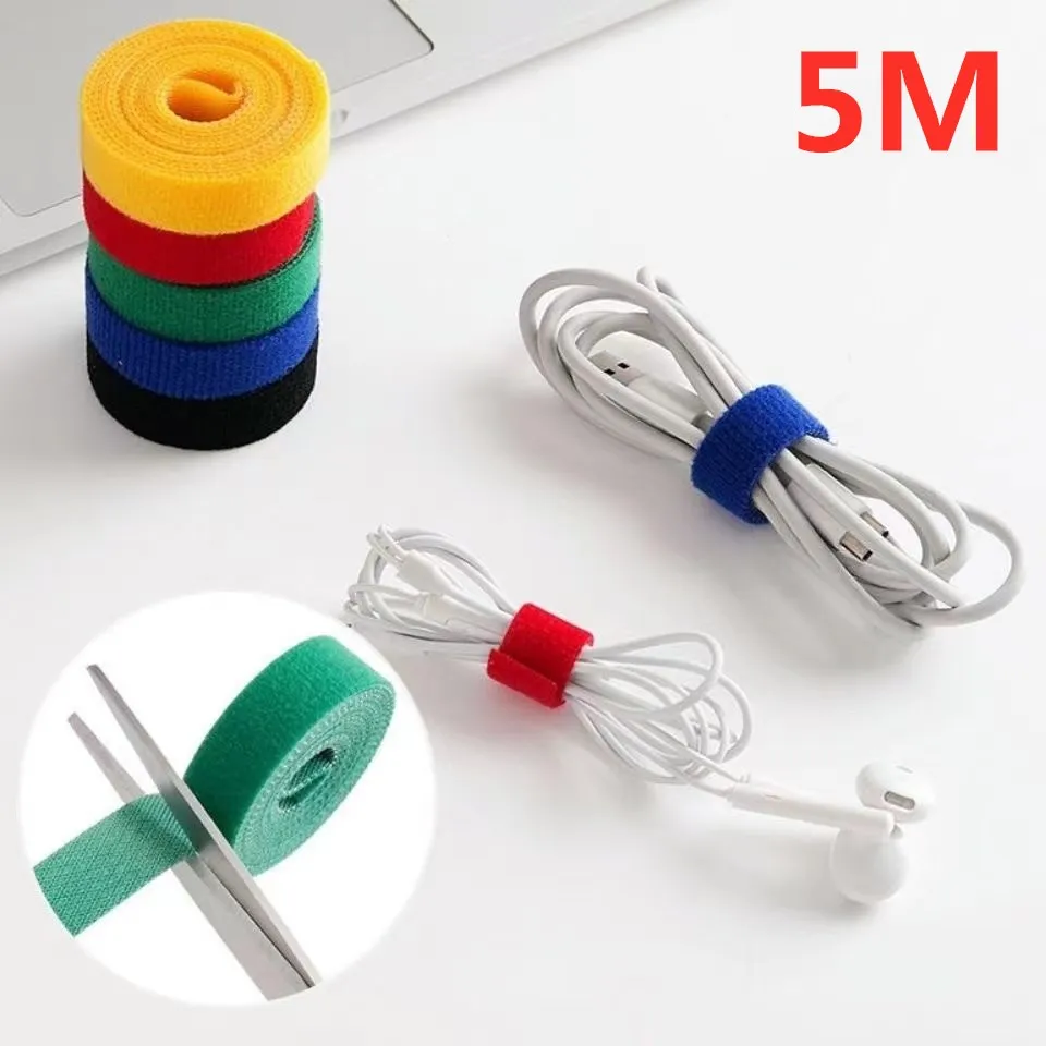 

1/5M USB Cable Organizer Cable Winder Ties Mouse Wire Earphone Holder Cord Free Cut Wire Management Phone Hoop Tape Protector
