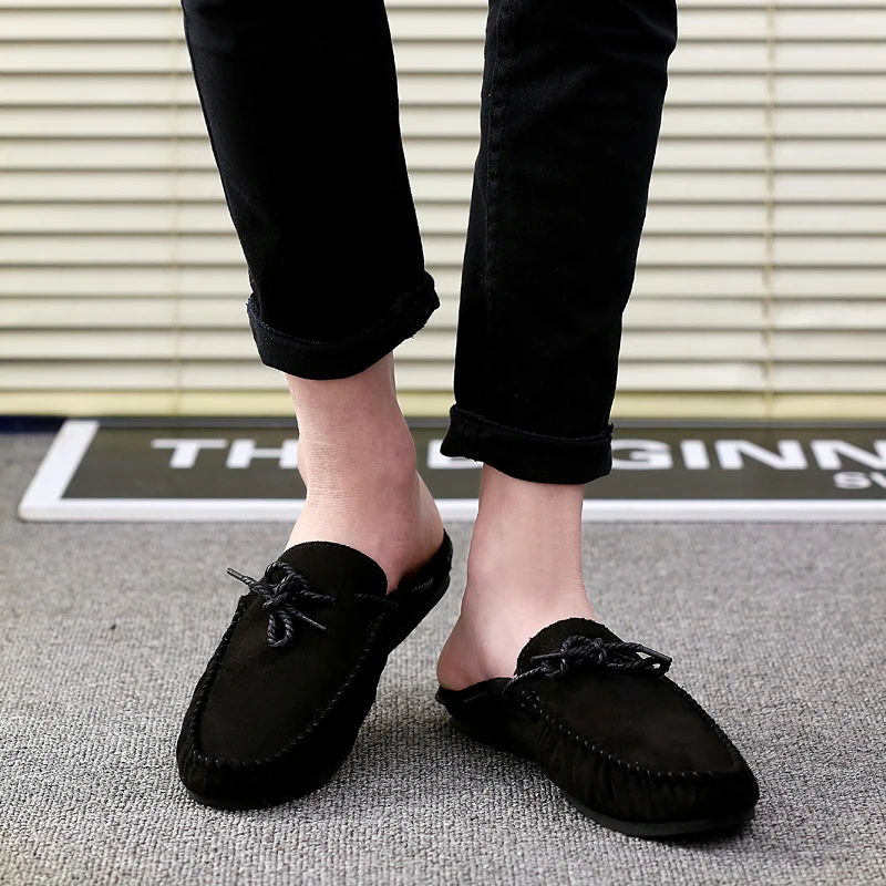 Summer Bowknot Half Shoes For Men Dress Shoes Mules Man Slides Leather Casual Shoes Backless Loafers Slippers Flats Sandals 2023 5