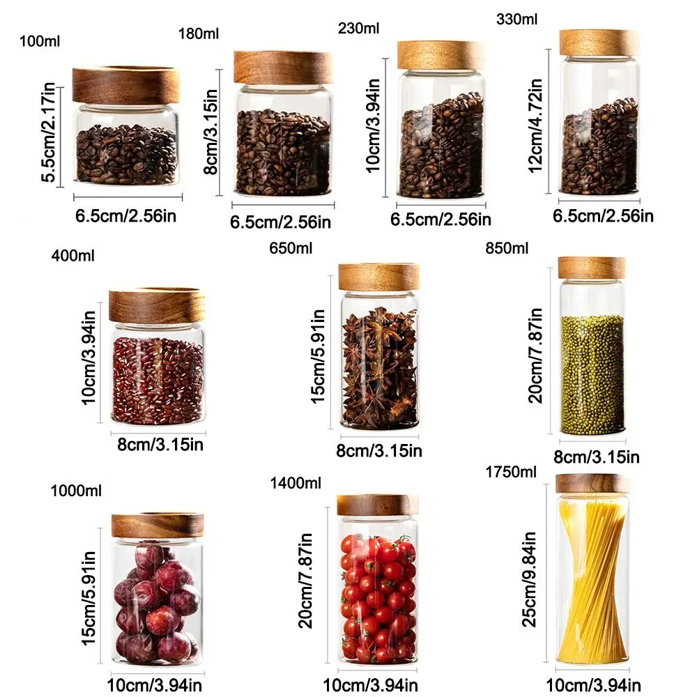 Food Container Storage Bottles Jar Grains Leak Proof Glass Airtight Canister Coffee Beans Tea Kitchen Storage Bottles Jars