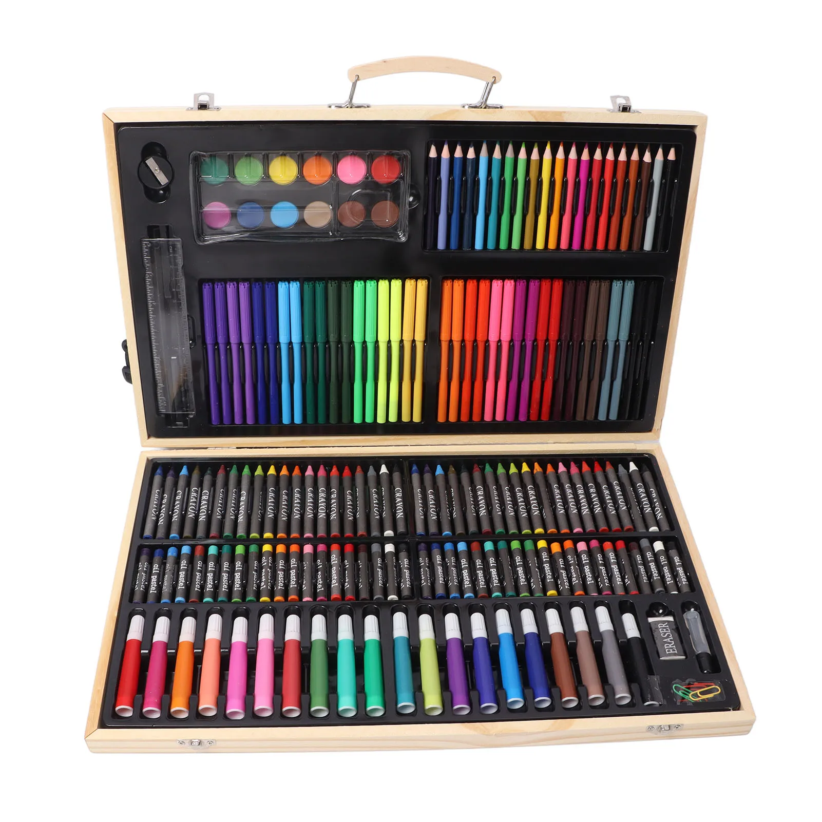 

Kids Art Supplies Kids Drawing Kit Wooden Box Saturated Bright Assorted Colors Washable Portable Durable for Family