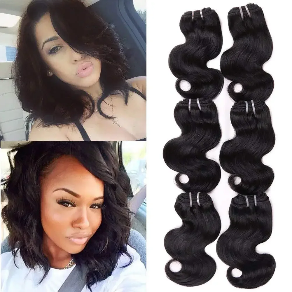 

Brazilian Body Wave Virgin Hair Extension, Human Hair Bundles, 8 ", Short Virgin Hair Weaves, 50g per Piece