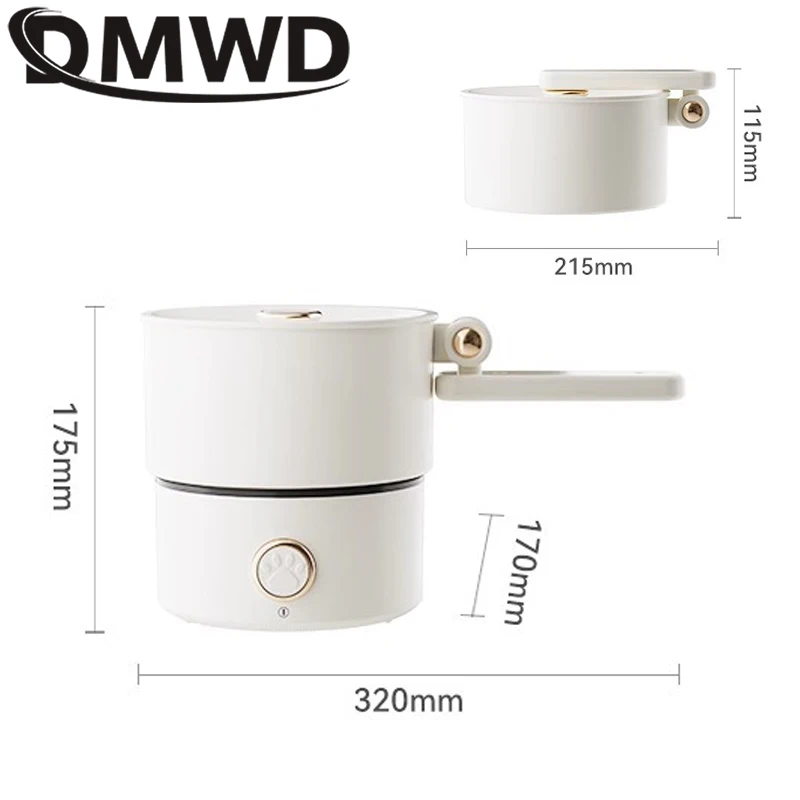 110V-240V Electric Split Cooking Pot Foldable Multicooker Frying Pan Hotpot Food Steamer Rice Cooker Soup Maker Boiler For Trave