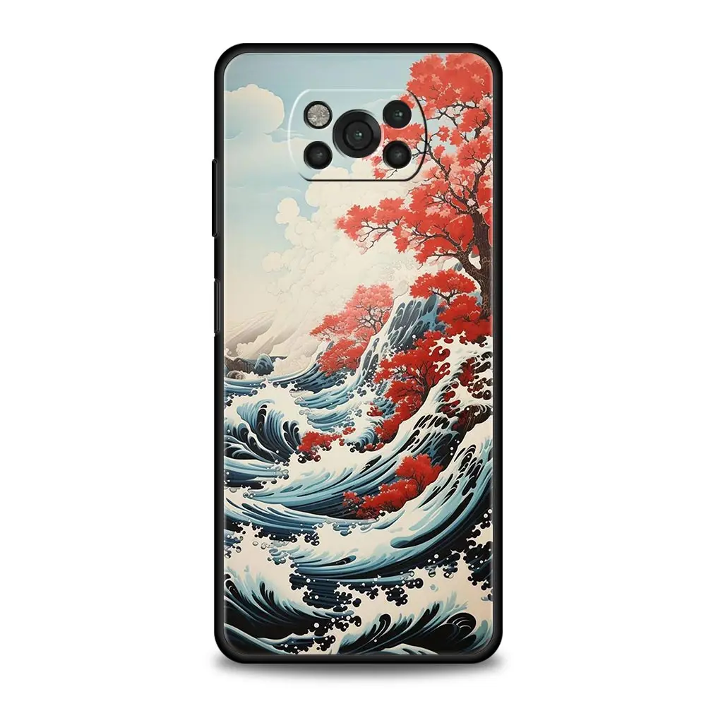 Japanese Landscape Soft Silicone Black Phone Case