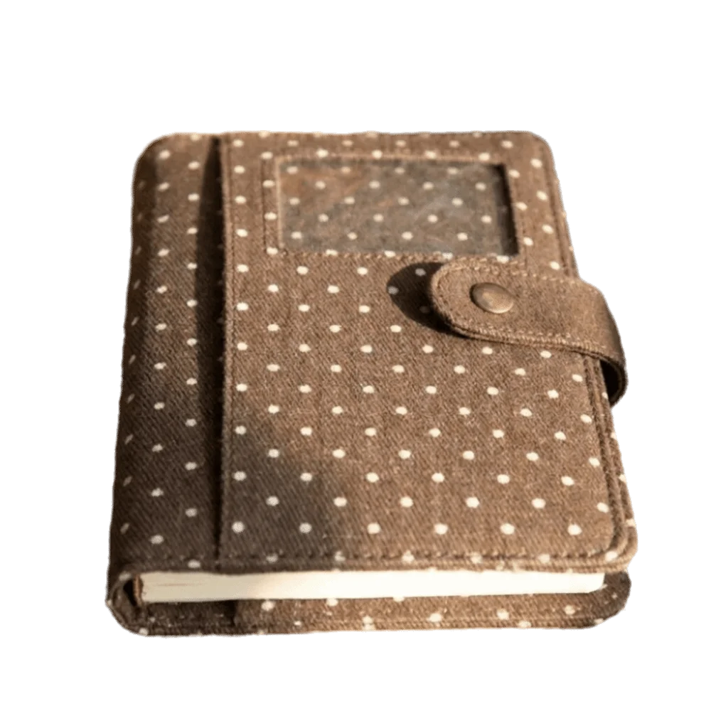 Polka Dot Denim Fabric Journal with Snap Button Closure