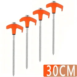 4pcs Heavy Duty Camping Tent Stakes with Ground Anchors and Hex Head Driver (Orange-30cm)