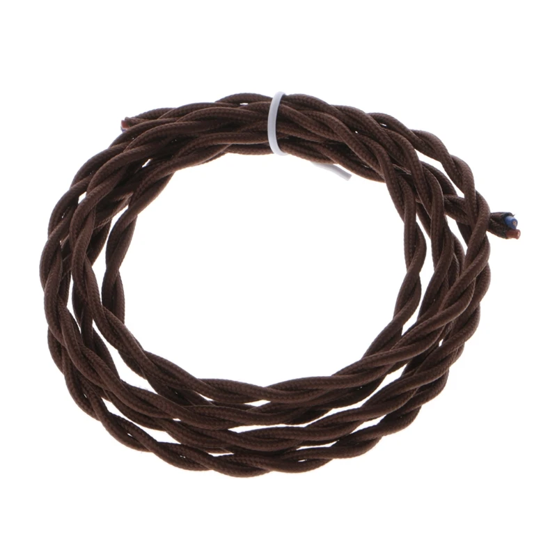 

2 for M 2x0.75 Coffee Vintage Retro Twist Braided Fabric Light Cable Electric Wi Drop Shipping