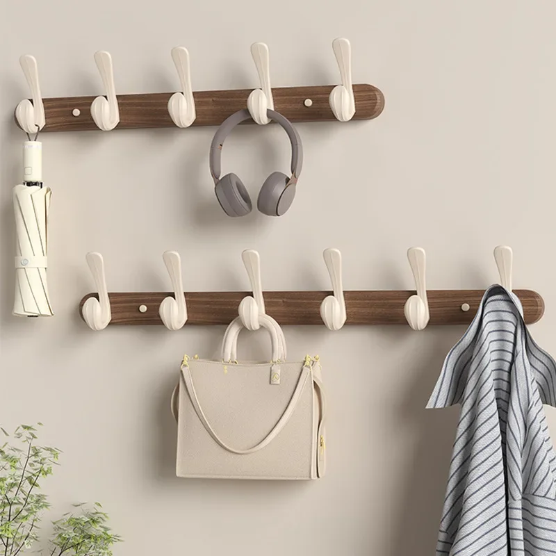 Solid Wood Wall Hanging Hooks Fitting Room Coat Rack Entrance Hall Clothes Hat Towel Hanging Hooks No Punching
