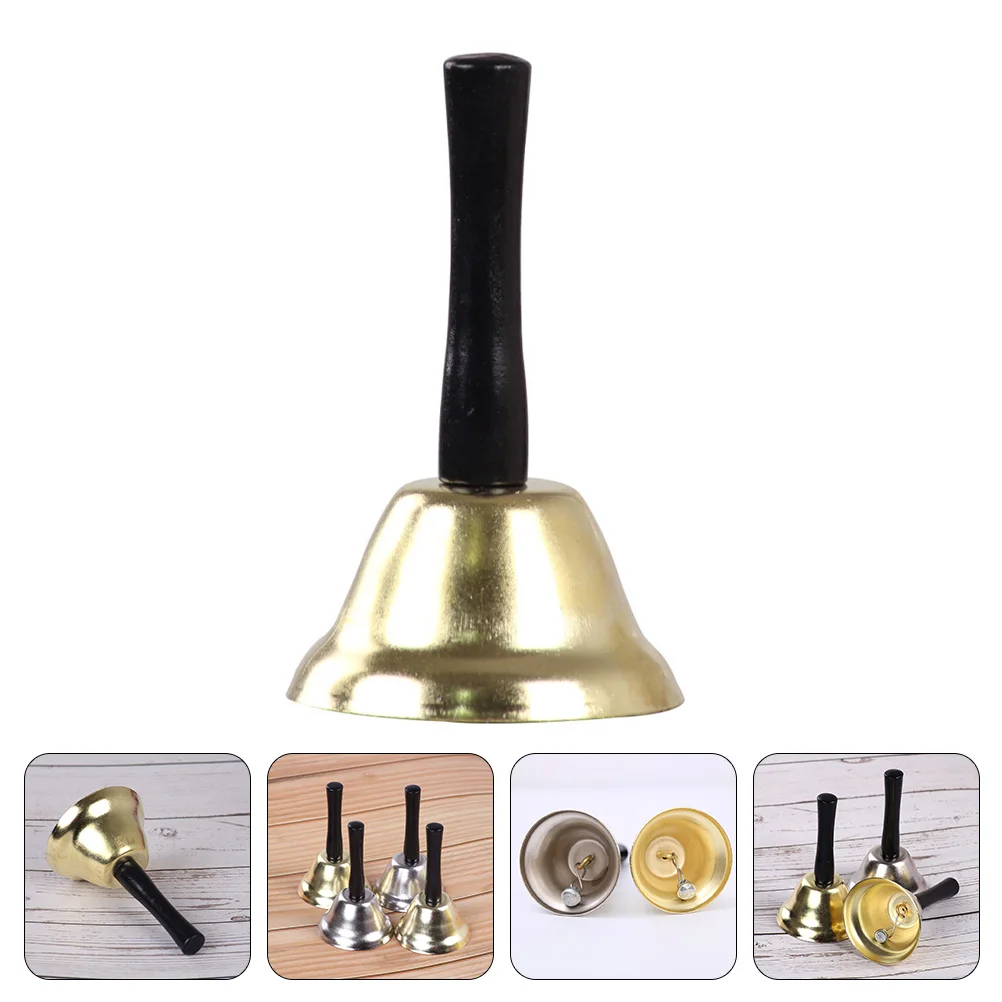 

Wooden Handle Bell Metal with Christmas Ringing Call Musical Percussion Handheld