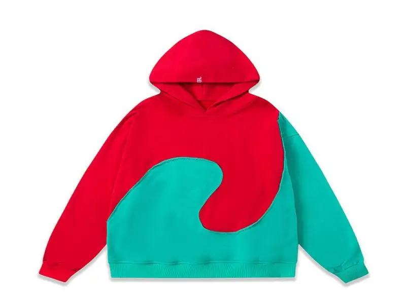 

NEW Red Green Erl Patchwork Hoodie Men Women 1:1 Top Version Casual Hooded Streetwear Pullover