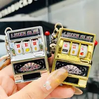 Mini Gambling Slot Machine Key Chains Creative Arcade Pocket Fruit Lucky Jackpot Gadget Antistress Toy Funny Games Keychain Ring 5