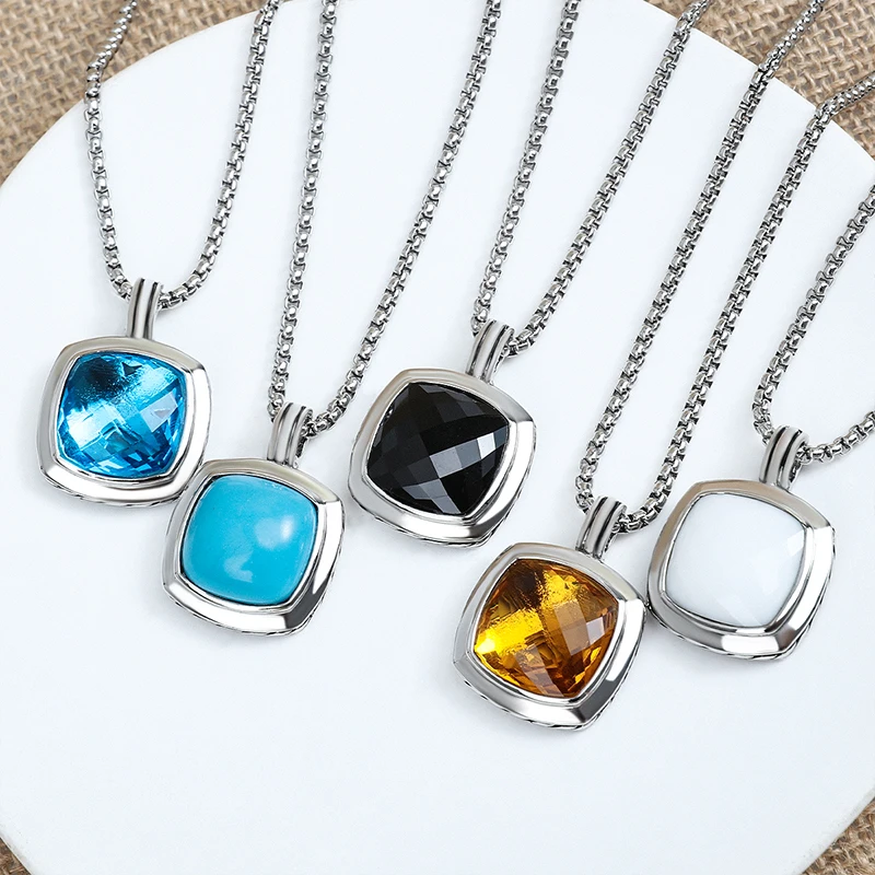 

Модное медное ожерелье с покрытием из белого золота и кулоном из циркония 20 мм и цепочкой в коробке, ожерелье, ювелирные изделия для женщин, подарок