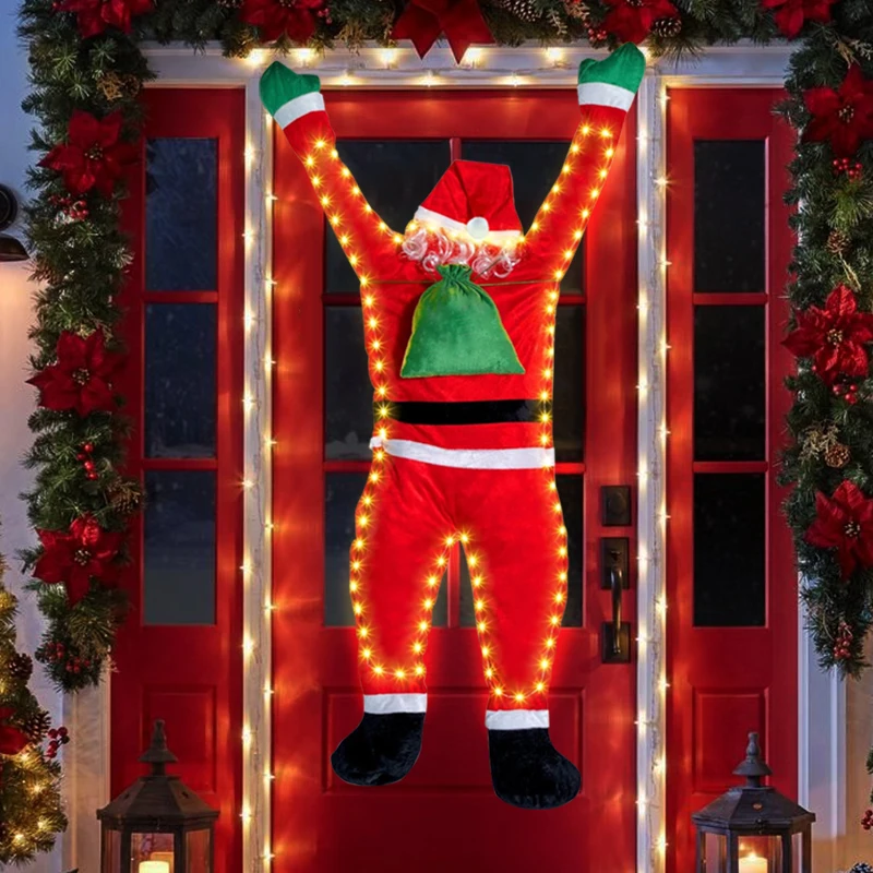 

110/170 см фотоэлемент, Санта-Клаус, альпинистская одежда, Рождественское украшение на стену, праздничный подарок, фотоэлемент, мягкий смешной реквизит