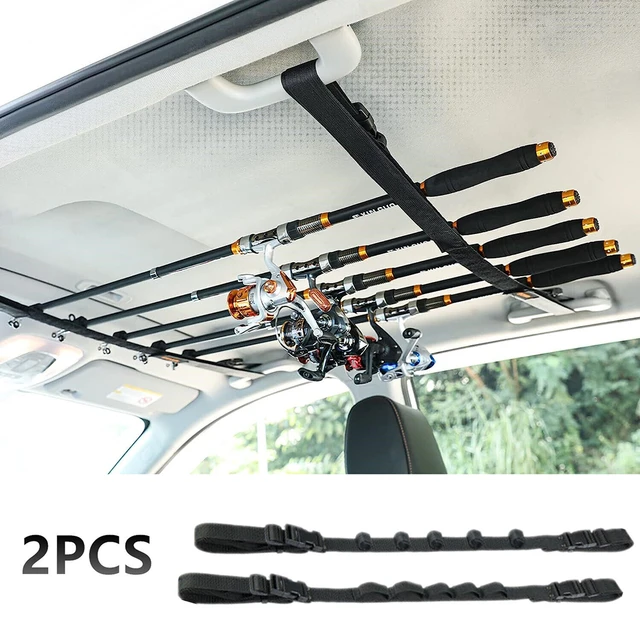 2pcs Car Mounted Fishing Rod Rack Gear Holder Belt Carrier For Car