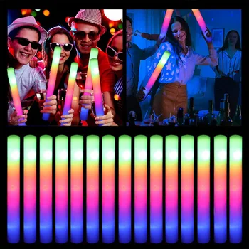 Bâtons lumineux LED en vrac, 15/30 pièces, bâton en mousse lumineuse RGB coloré, Tube de joie, lumière foncée pour noël, anniversaire, fournitures de fête de mariage 1
