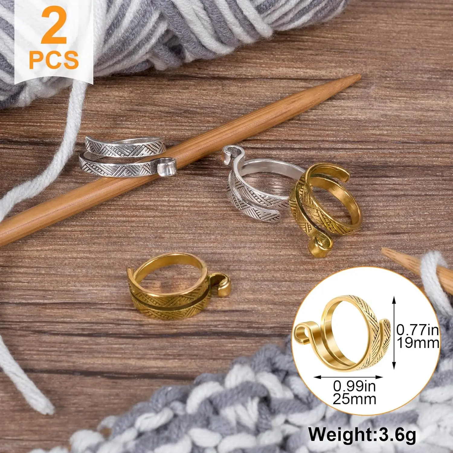 Anneaux Guide-fil Pour Crochet/tricot - 2 Pièces Forme Paon Et Rayé - Réglables Pour Doigts - Accessoire Tension Constante - Décoratifs Et Pratiques