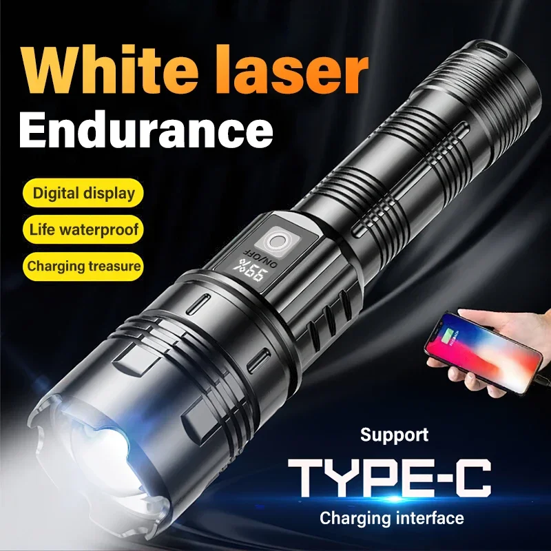 Description Picture 2 of itemKDULIT High Power LED Flashlight Built-in Battery USB Rechargeable with Power Display Outdoor Camping Long Range Tactical Torch