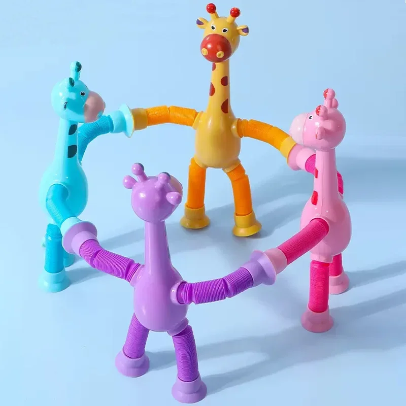 HOT Suction Cup Telescopic Tube Giraffe Variety Shape Stretch Tube Giraffe Educational Furniture for Display Home Decoration