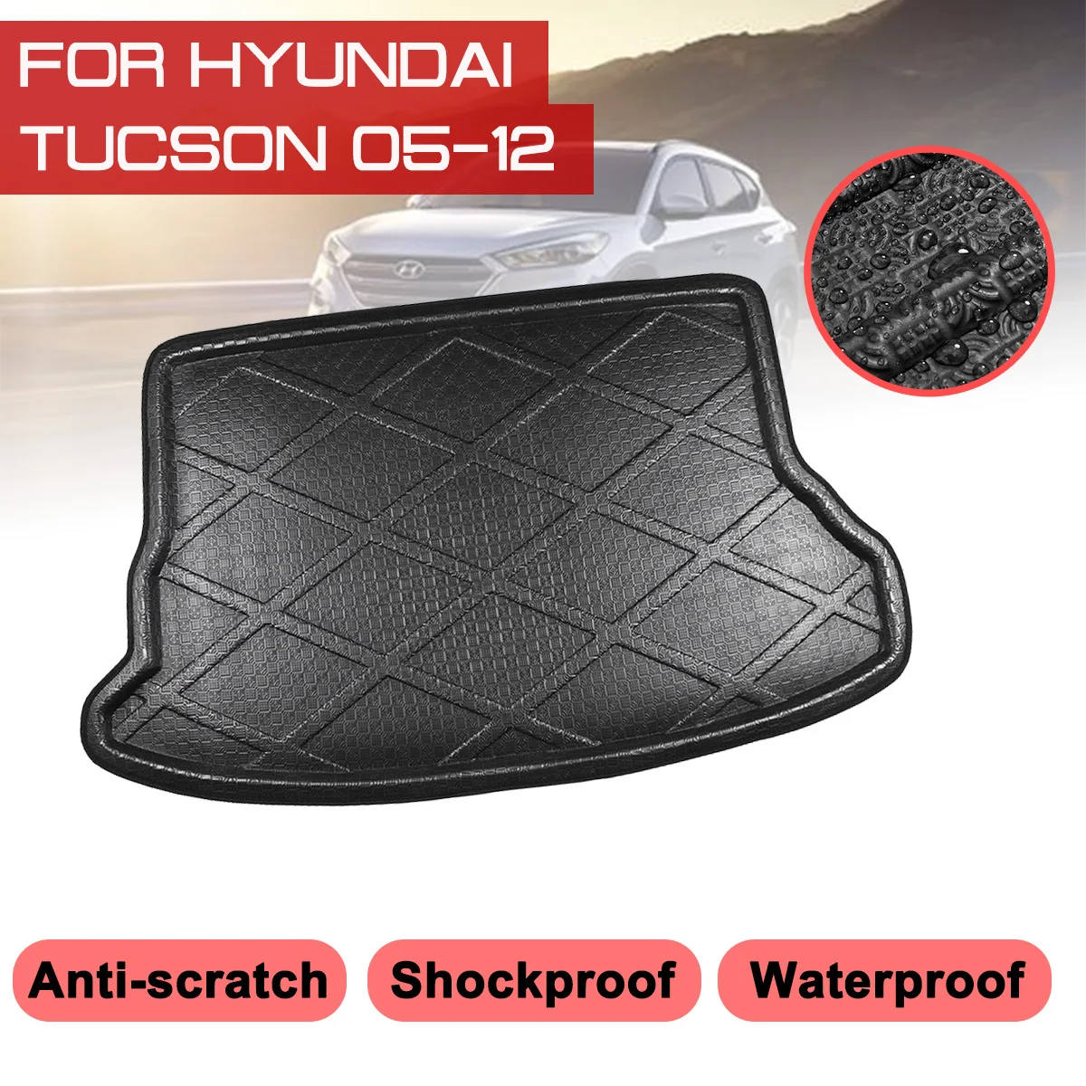 

Для Hyundai Tucson 2005 2006 2007 2008 2009-2012 автомобильный напольный коврик Ковер задний багажник защита от грязи