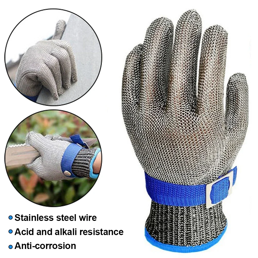 Stainless Steel Gloves Anti-cut Wear-resistant Slaughter Gardening Hand Protect Working Gloves Metal Mesh Butcher Kitchen Anti Cut Gloves Protective Gloves Safety Gloves