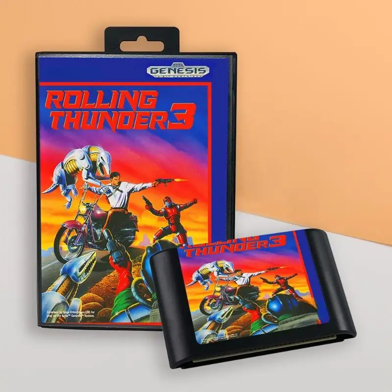Rolling Thunder 3 US cover 16bit retro game cartridge Sega Genesis Megadrive video game consoles