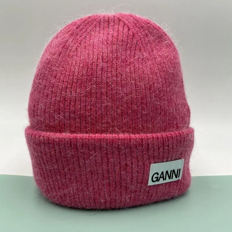 

Brand Design New Cotton Knitted Hat Women Fashion Winter Warm Ear Protection Hat Fashion Solid Color Round Top Casual Hat