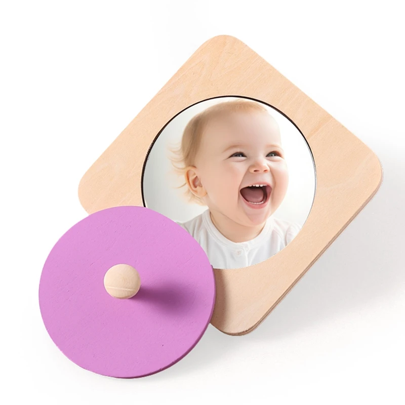 Wooden Puzzle Toys Kids Wooden Mirror Board Montessori Puzzle Busy Board Toys Newborn Hand Eye Coordination Ability Early Educational Sensory Toys