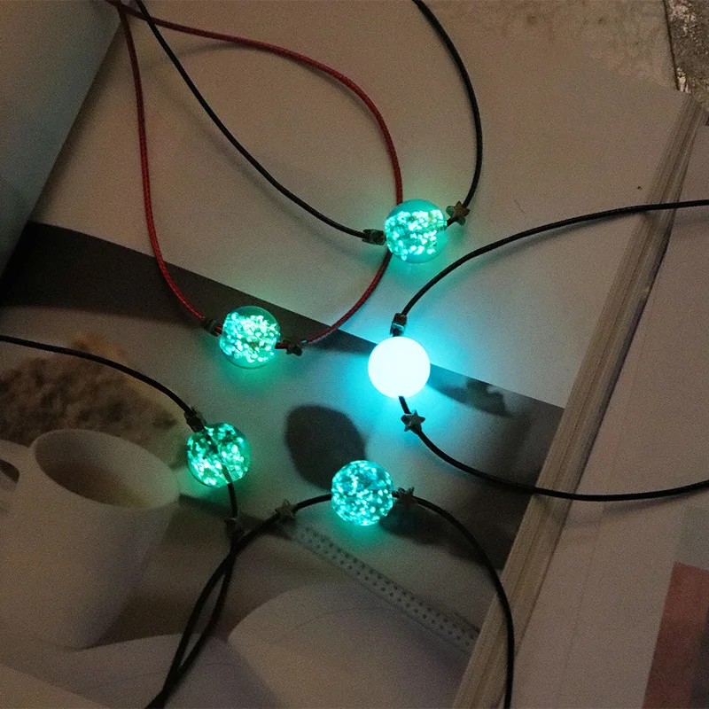 DIY 팔찌 목걸이 공예품 제작용 라운드 비즈, 호수 블루 야광 램프 워크 유리 스페이서 비즈, 보석 제작용, 6-12mm, 5 개