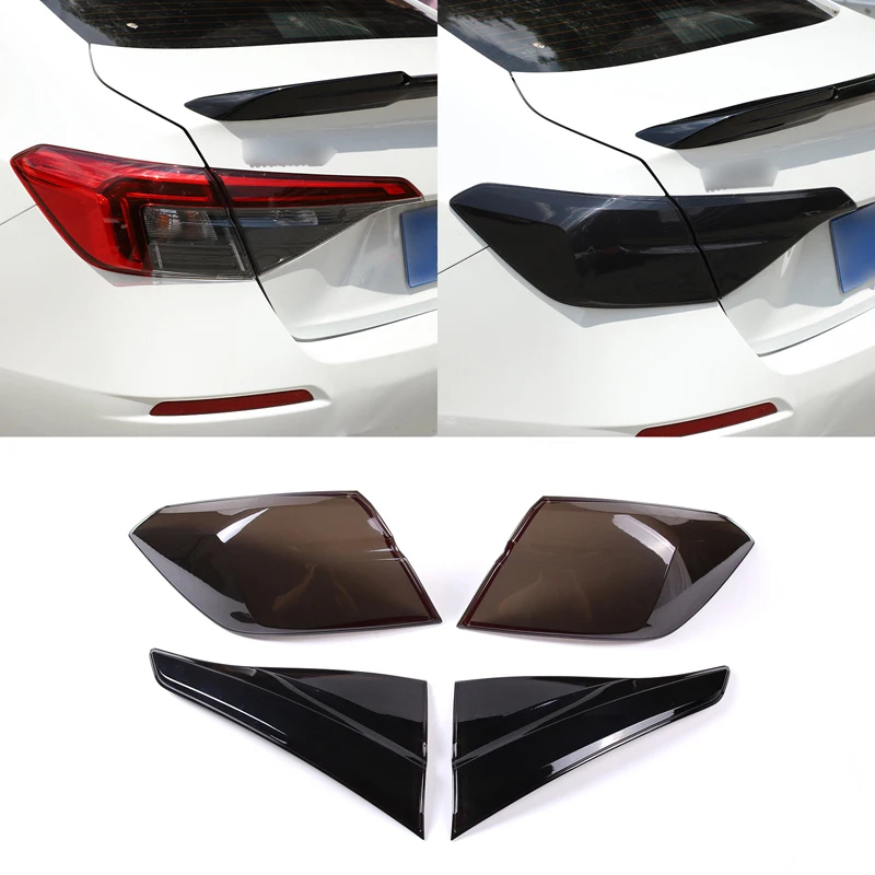 

4pcs Car Smoked Rear Tail Light Decor Cover Taillight Trim Garnish Lamp Hoods For Honda Civic 2022 Auto Exterior Accessories