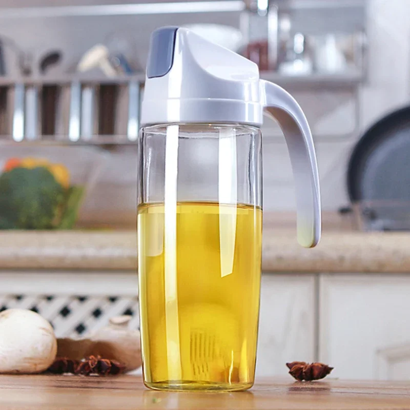 Automatic Opening Oil Bottle Glass Oil Pot Creative Seasoning Storage Bottle Practical Kitchen Tool Liquid Seasoning Organizer