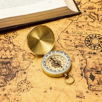 Camping Hiking Pocket Compass Portable Pure Copper Compass Navigation Pointing Guide Tool for Outdoor Activities 2