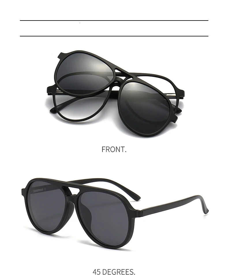 VCKA 6 In1 Pilot Polarisierte Myopie Sonnenbrille Magnetische Clip Männer Frauen Gläser Optische Verordnung Klassische Brillen -0,5_voghion.com